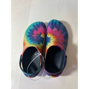 Crocs Bistro Tie Dye Clogs Mens 7 Womens 9 Slip Resistant Work Shoes Multi Color